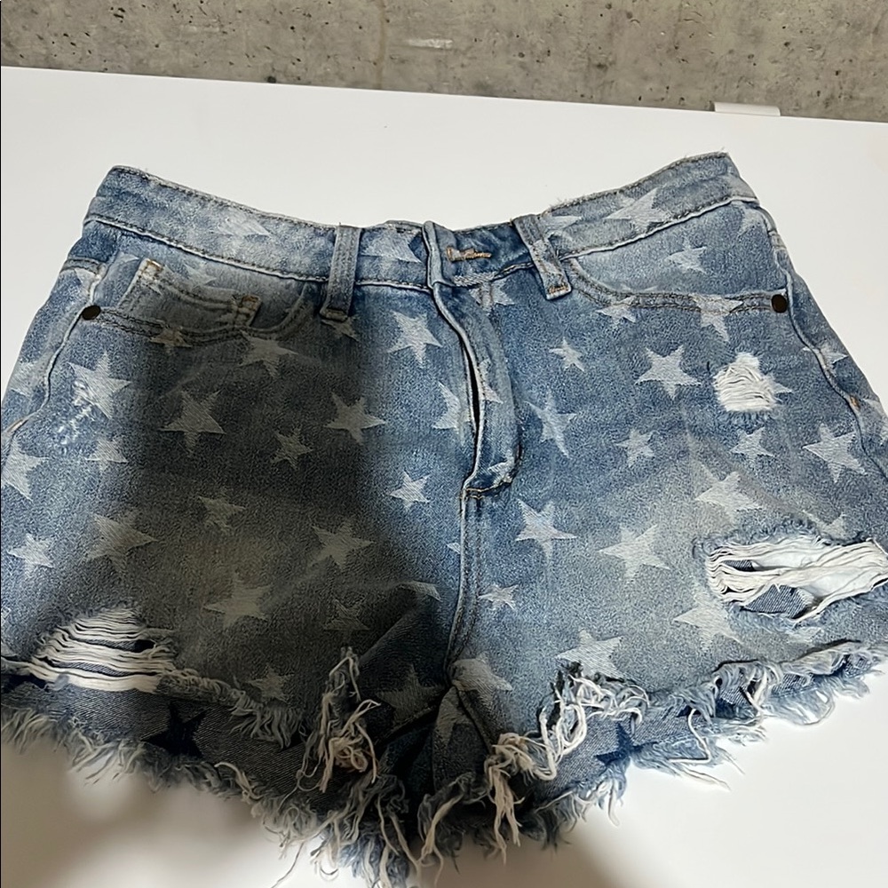 Women's Blue Star Denim Shorts